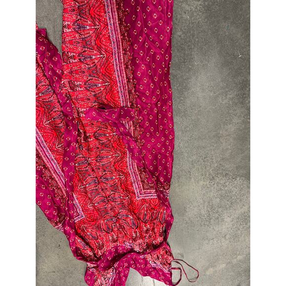 FREE PEOPLE Cabbage Rose Red/PinkFestival Boho Jumpsuit Sz 4 - Picture 4 of 5